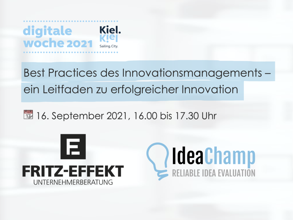 Einladung Digitale Woche Kiel 2021 - Best Practices des Innovationsmanagement - ein Leitfaden zu erfolgreicher Innovation