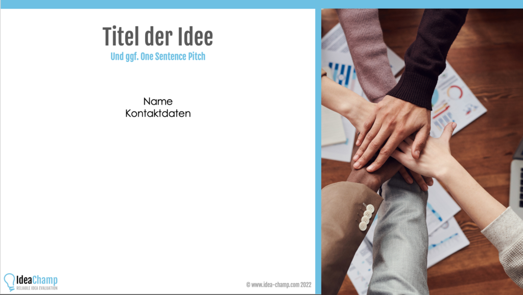 Vorlage 10-Folien Pitchdeck IdeaChamp Academy